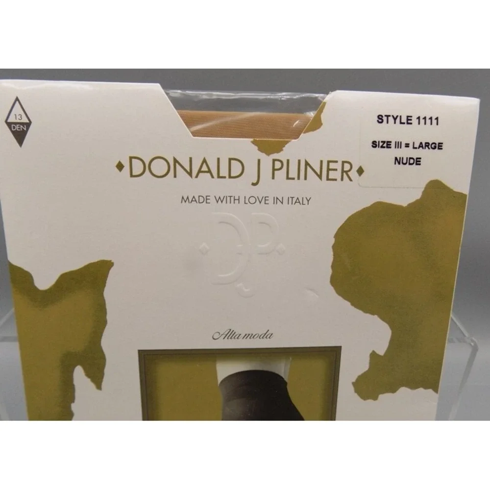 Donald Pliner Sculpture Top Shaper Pantyhose Vtg SZ III Large Nude Sheer Drag
